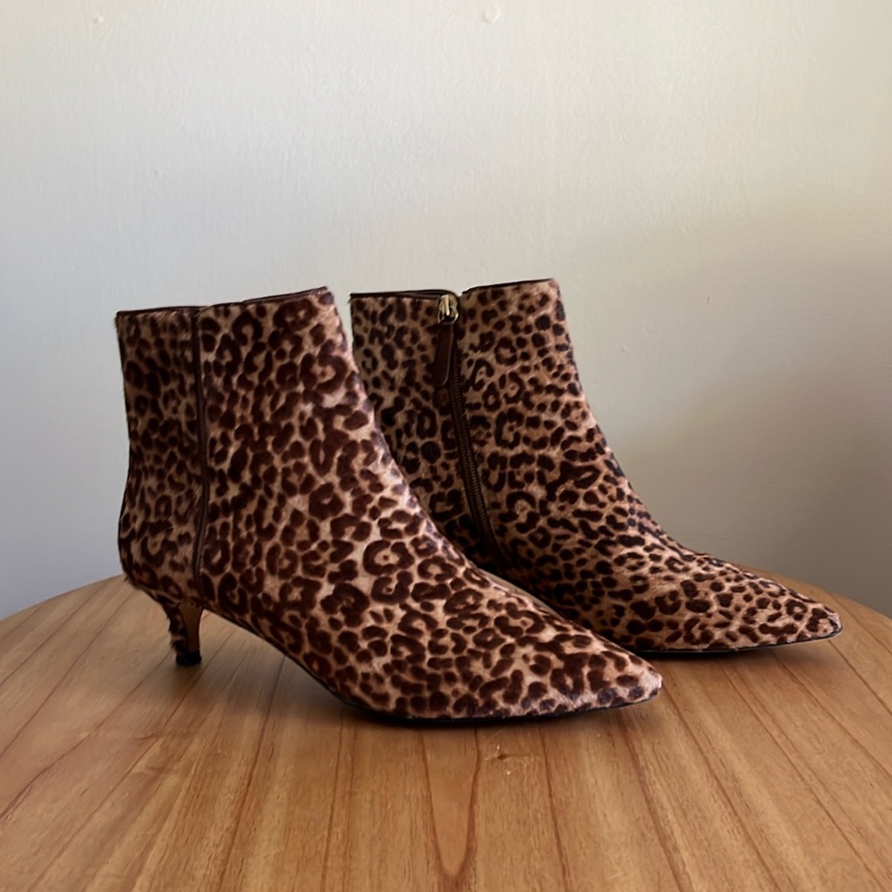 J Crew leopard ankle boot - like new